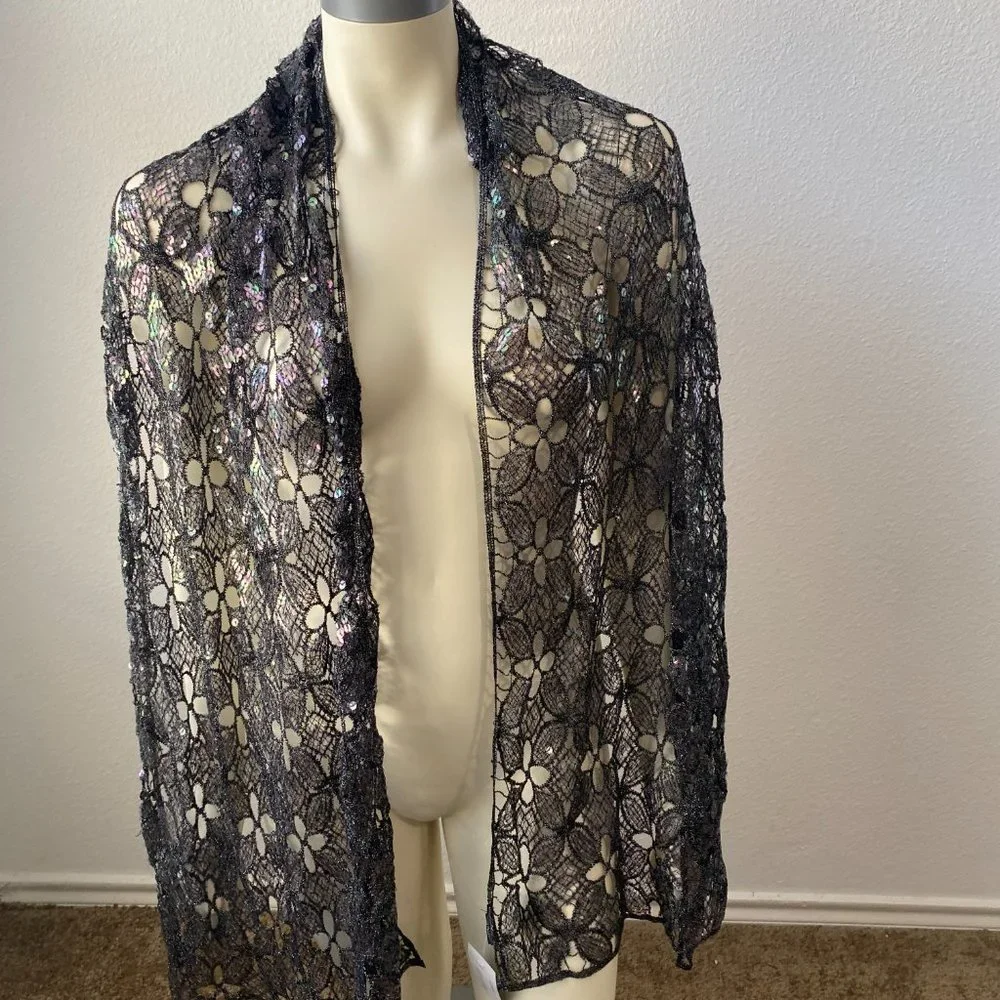 Cejon Women's Black Full Sequin Casual Wrap Scarf Very One Size Nice Scarf $36 - Picture 3 of 4